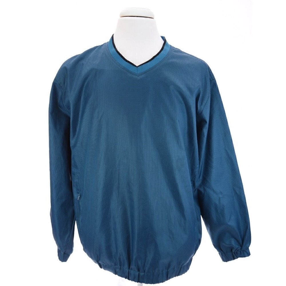 Pro Tour CoolPlay Golf Houndstooth Pullover Windbreaker Jacket Blue Mens Sz L